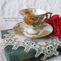 August Birthday Tea Gift Vintage Tea Cup Footed Japan  Yellow Poppy Ucago Mid Century Tea Downton Abbey Cottage Shabby Chic WhenRosesBloom