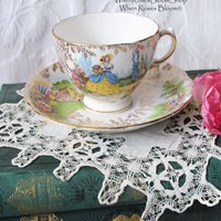 Vintage Footed Teacup Cottage Colonial Lady English Mid Century TeaTime Gift Victoria Downton Abbey Cottage Shabby Chic Tea WhenRosesBloom