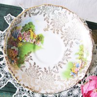 Vintage Footed Teacup Cottage Colonial Lady English Mid Century TeaTime Gift Victoria Downton Abbey Cottage Shabby Chic Tea WhenRosesBloom
