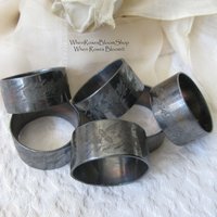 Silver Napkin Rings 6 Vintage Quadruple Plate Tea Gift Aesthetic Style Downton Abbey Classic Farmhouse Cottage Shabby Chic WhenRosesBloom