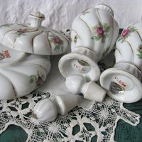 Vintage Perfume Dresser Vanity Set China Roses Thames Japan  Shabby Chic Cottage Farmhouse Romantic Retro Mid Century Urban WhenRosesBloom