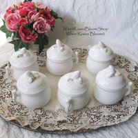 Vintage Pots de Creme Set of 6 White Italian Pottery Classic Dessert  TeaTime Elegant Mid Century Pudding Cups Hot Chocolate