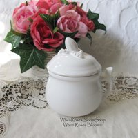Vintage Pots de Creme Set of 6 White Italian Pottery Classic Dessert  TeaTime Elegant Mid Century Pudding Cups Hot Chocolate
