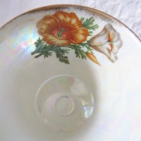 August Birthday Tea Gift Vintage Tea Cup Footed Japan  Yellow Poppy Ucago Mid Century Tea Downton Abbey Cottage Shabby Chic WhenRosesBloom