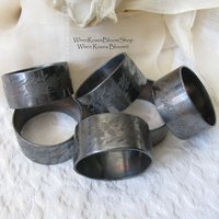 Silver Napkin Rings 6 Vintage Quadruple Plate Tea Gift Aesthetic Style Downton Abbey Classic Farmhouse Cottage Shabby Chic WhenRosesBloom