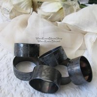 Silver Napkin Rings 6 Vintage Quadruple Plate Tea Gift Aesthetic Style Downton Abbey Classic Farmhouse Cottage Shabby Chic WhenRosesBloom