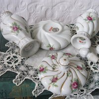 Vintage Perfume Dresser Vanity Set China Roses Thames Japan  Shabby Chic Cottage Farmhouse Romantic Retro Mid Century Urban WhenRosesBloom