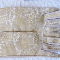 Gold Purse and Gloves Sz 7 to 8 Vintage Retro Mid Century Dance Tea Party Audrey Hepburn Atomic 60s 70s Cosply When Roses Bloom