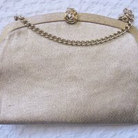 Gold Purse and Gloves Sz 7 to 8 Vintage Retro Mid Century Dance Tea Party Audrey Hepburn Atomic 60s 70s Cosply When Roses Bloom
