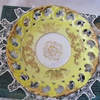 Vintage Tea Cup Royal Sealy Yellow Footed Gold Raised Paste decoration Tea Party Cottage Shabby Chic Downton Edwardian Tea  WhenRosesBloom