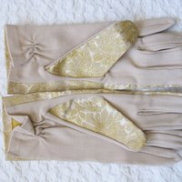 Gold Purse and Gloves Sz 7 to 8 Vintage Retro Mid Century Dance Tea Party Audrey Hepburn Atomic 60s 70s Cosply When Roses Bloom