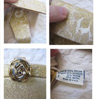 Gold Purse and Gloves Sz 7 to 8 Vintage Retro Mid Century Dance Tea Party Audrey Hepburn Atomic 60s 70s Cosply When Roses Bloom