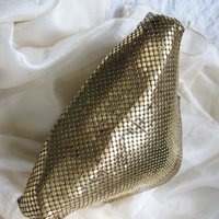Vintage Whiting Davis Clutch Bag Purse 1940s-1960s Retro Wedding Evening Cocktail Party Purse Gold Mesh Bag WhenRosesBloom