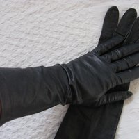 Black Leather Gloves Sz 7.5 Vintage Van Raalte Downton Steampunk Victorian Austen Miss Fisher Cosplay Style Free Ship in USA WhenRosesBloom
