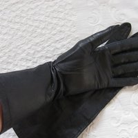 Black Leather Gloves Sz 7.5 Vintage Van Raalte Downton Steampunk Victorian Austen Miss Fisher Cosplay Style Free Ship in USA WhenRosesBloom