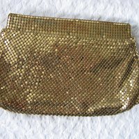 Vintage Whiting Davis Clutch Bag Purse 1940s-1960s Retro Wedding Evening Cocktail Party Purse Gold Mesh Bag WhenRosesBloom
