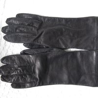 Black Leather Gloves Size 7 Vintage Downton Steampunk Downton  Miss Fisher 50's -60's Cosplay Style Shipping Incl. in USA WhenRosesBloom