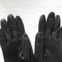 Black Leather Gloves Size 7 Vintage Downton Steampunk Downton  Miss Fisher 50's -60's Cosplay Style Shipping Incl. in USA WhenRosesBloom