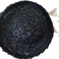 Black Hat 60s Summer Straw English Breton Vintage Mid Century Retro Party Tea Party Garden Party That Girl  60s Style Retro  WhenRosesBloom