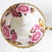 Vintage Teacup Pink Floral Footed Gold Japan Fancrest Elegant Mid Century Tea Gift Victoria Downton Tea Cottage Shabby Chic WhenRosesBloom