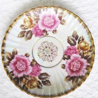 Vintage Teacup Pink Floral Footed Gold Japan Fancrest Elegant Mid Century Tea Gift Victoria Downton Tea Cottage Shabby Chic WhenRosesBloom