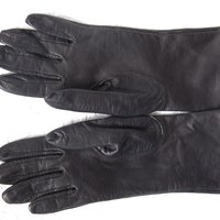 Black Leather Gloves Size 7 Vintage Downton Steampunk Downton  Miss Fisher 50's -60's Cosplay Style Shipping Incl. in USA WhenRosesBloom