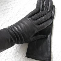 Black Leather Gloves Size 7 Vintage Downton Steampunk Downton  Miss Fisher 50's -60's Cosplay Style Shipping Incl. in USA WhenRosesBloom