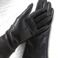 Black Leather Gloves Size 7 Vintage Downton Steampunk Downton  Miss Fisher 50's -60's Cosplay Style Shipping Incl. in USA WhenRosesBloom