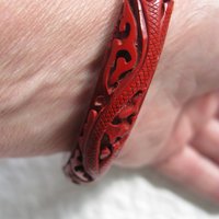 Cinnabar Bangle Bracelet Carved Classic Victorian Romantic Flapper Gatsby Boho Gypsy Hipster Retro Vintage Jewelry  WhenRosesBloom