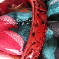 Cinnabar Bangle Bracelet Carved Classic Victorian Romantic Flapper Gatsby Boho Gypsy Hipster Retro Vintage Jewelry  WhenRosesBloom