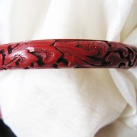 Cinnabar Bangle Bracelet Carved Classic Victorian Romantic Flapper Gatsby Boho Gypsy Hipster Retro Vintage Jewelry  WhenRosesBloom