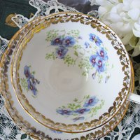 Pansy Tea Cup English Bone China Colingswood Vintage Tea Gift Dainty Elegant Shabby Chic Retro Mid Century Classic British WhenRosesBloom