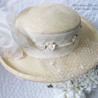 Natural Straw Hat Classic Panama Tailored Elegance Retro 80s Wedding Tea Cosplay Artsy Style for Garden Wedding Tea Party WhenRosesBloom