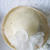 Natural Straw Hat Classic Panama Tailored Elegance Retro 80s Wedding Tea Cosplay Artsy Style for Garden Wedding Tea Party WhenRosesBloom