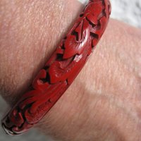 Cinnabar Bangle Bracelet Carved Classic Victorian Romantic Flapper Gatsby Boho Gypsy Hipster Retro Vintage Jewelry  WhenRosesBloom