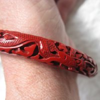 Cinnabar Bangle Bracelet Carved Classic Victorian Romantic Flapper Gatsby Boho Gypsy Hipster Retro Vintage Jewelry  WhenRosesBloom
