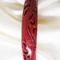 Cinnabar Bangle Bracelet Carved Classic Victorian Romantic Flapper Gatsby Boho Gypsy Hipster Retro Vintage Jewelry  WhenRosesBloom