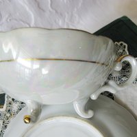 Tea Cup Footed Yellow Pink Floral Japan lusterware Retro Vintage Tea Party Mid Century Cottage Shabby Chic Farmhouse   WhenRosesBloom