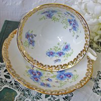 Pansy Tea Cup English Bone China Colingswood Vintage Tea Gift Dainty Elegant Shabby Chic Retro Mid Century Classic British WhenRosesBloom
