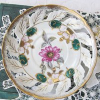 Tea Cup Pink Green Floral Roses Footed Japan Vintage Retro Tea Time Gift Mid Century Shabby Chic Afternoon Tea Party  WhenRosesBloom