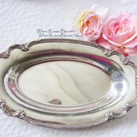 Silver Oval Tray Rogers Remembrance pattern 1948 Vintage Party Tea Time Tea Gift Wedding Anniversary Gift Entertainment WhenRosesBloom