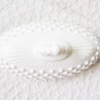 Fenton Butter Dish Milk Glass White Hobnail with label Mid Century Shabby Romantic Farmhouse WhenRosesBloom