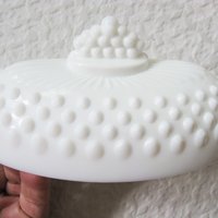 Fenton Butter Dish Milk Glass White Hobnail with label Mid Century Shabby Romantic Farmhouse WhenRosesBloom