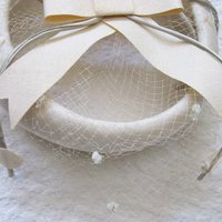 White Hat Vintage Fascinator Cocktail Tea Party Wedding Bridal Ring Circle Hat Net Birdcage Veil Mid Century WhenRosesBloom