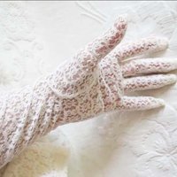 Vintage White Gloves Long Lace Opera Wedding Debutante Mid Century Bride Bridesmaid  Downton J Austen Titanic Free Ship US When Roses Bloom