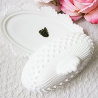 Fenton Butter Dish Milk Glass White Hobnail with label Mid Century Shabby Romantic Farmhouse WhenRosesBloom