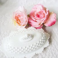Fenton Butter Dish Milk Glass White Hobnail with label Mid Century Shabby Romantic Farmhouse WhenRosesBloom