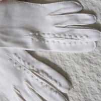 Vintage White Gloves Size 7-8 Wedding Classic Retro Mid Century Bride Bridesmaid Downton Austen Cosplay Free Ship US When Roses Bloom