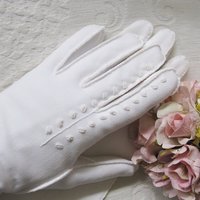Vintage White Gloves Size 7-8 Wedding Classic Retro Mid Century Bride Bridesmaid Downton Austen Cosplay Free Ship US When Roses Bloom