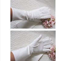 Vintage White Gloves Size 7-8 Wedding Classic Retro Mid Century Bride Bridesmaid Downton Austen Cosplay Free Ship US When Roses Bloom